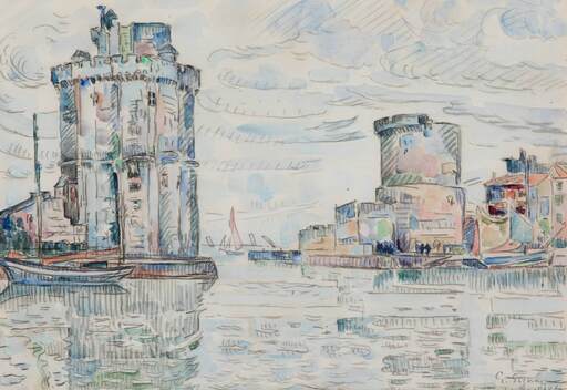 Paul SIGNAC - Drawing-Watercolor - La Rochelle. Sortie du port