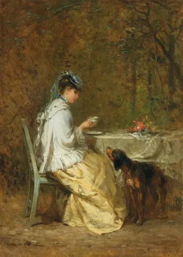 Philipp RUMPF - Painting - " Nachmittagstee im Garten  "