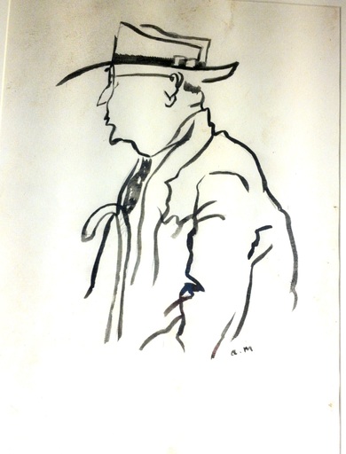Albert MARQUET - Disegno Acquarello - Homme en buste de profil