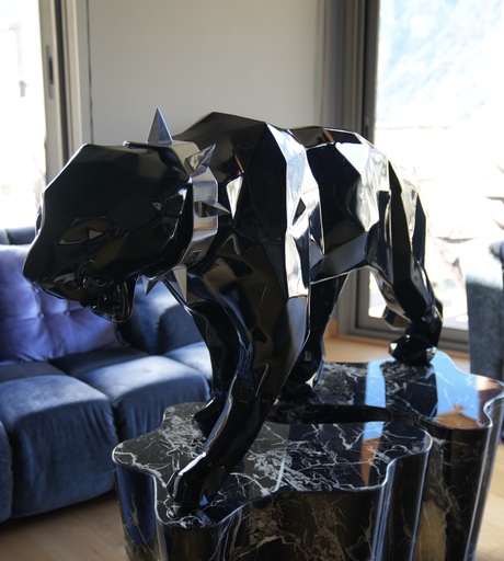 Richard ORLINSKI - Sculpture-Volume - Panther Wild Neck avec yeux en aluminium 