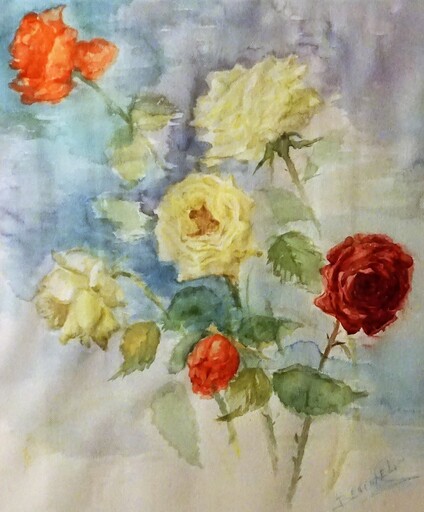 Angeles BENIMELLI - Drawing-Watercolor - Lover´s roses