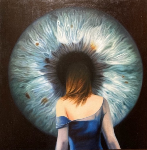Danièle DE COURVAL - Painting - iris bleu