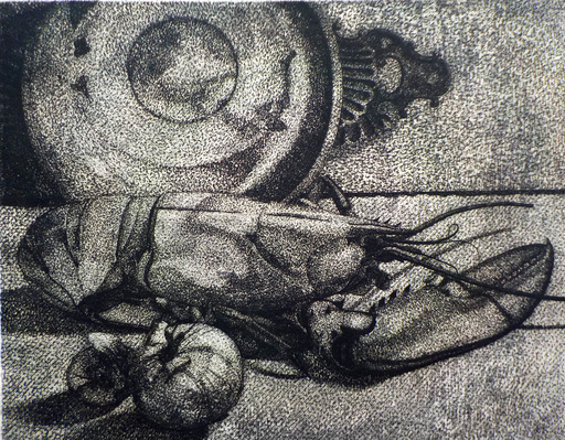Roland CABOT - Estampe-Multiple - Still Life with Lobster / Nature Morte au Homard