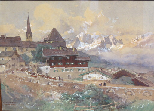 Edward Harrison COMPTON - Zeichnung Aquarell - Seefeld in Tirol ?