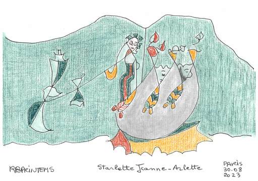 Reine BUD-PRINTEMS - Zeichnung Aquarell - ¨Starlette Jeanne-Arlette"