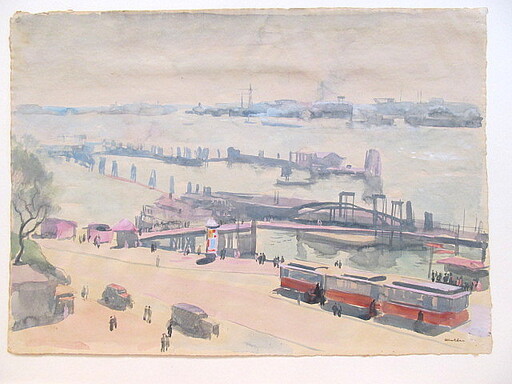 Paul MECHLEN - Drawing-Watercolor - Hamburger Hafen