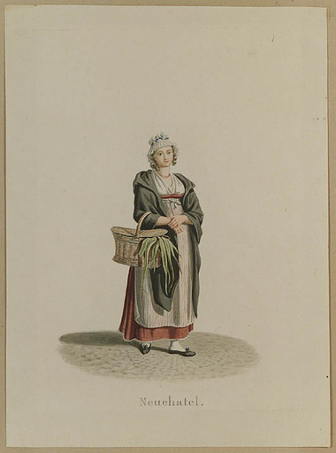 Friedrich Wilhelm MORITZ - Pintura - "Woman from Neuchatel", early 19th Century