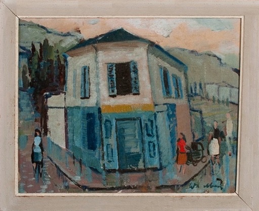 Wolfgang MATTHEUER - Peinture - c.1964-65 La maison bleue