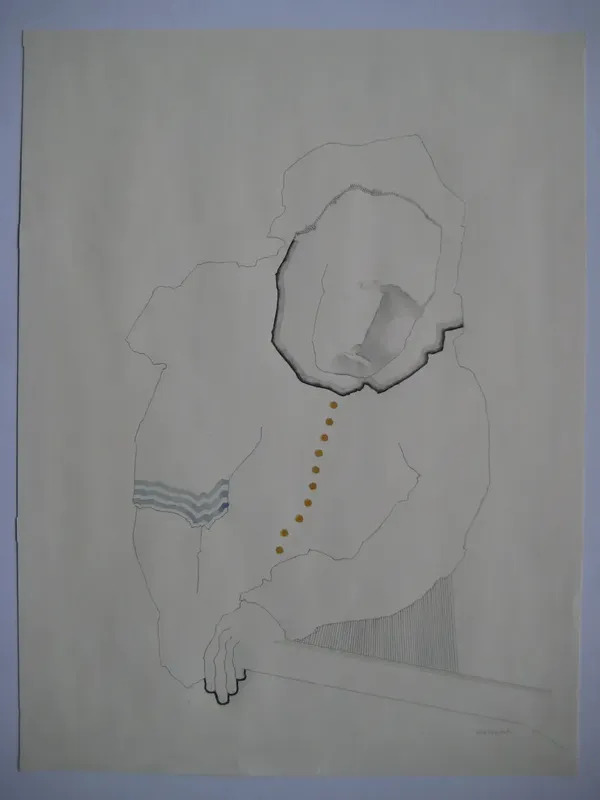 Dessin Crayon Aquarelle Sur Papier Signé Handsigned Drawing