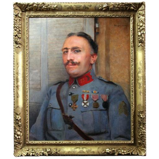 Paul Alexandre Alfred LEROY - 绘画 - Huile sur toile Portrait de militaire 