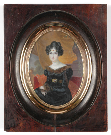 François MEURET - Miniatur - "Portrait of Mme Germain" large miniature on ivory, ca. 1825