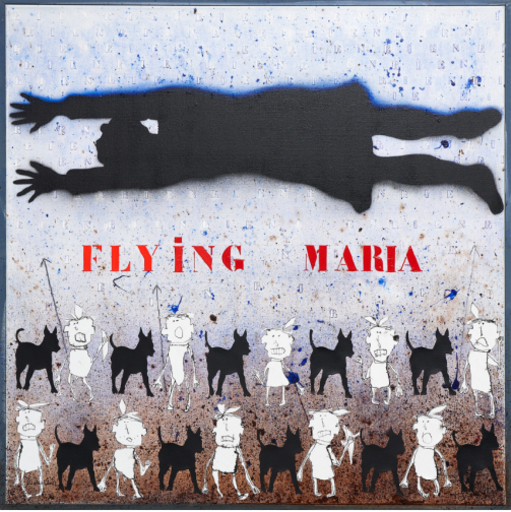 Christian SILVAIN - Painting - FLYING MARIA 