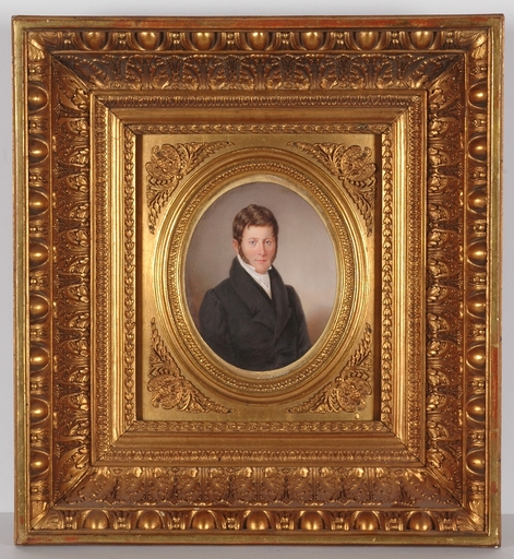 Emanuel Thomas PETER - Miniatura - "Portrait of a Gentleman", Large Miniature, 1856