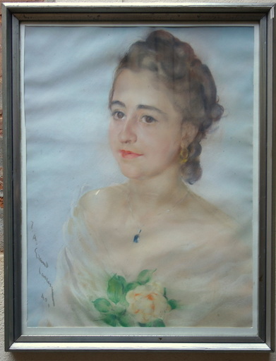 Jean Albert GRAND-CARTERET - Drawing-Watercolor - "Femme a la Rose"