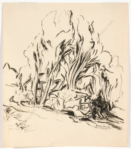 Boris DEUTSCH - Drawing-Watercolor - "Expressionist landscape", drawing