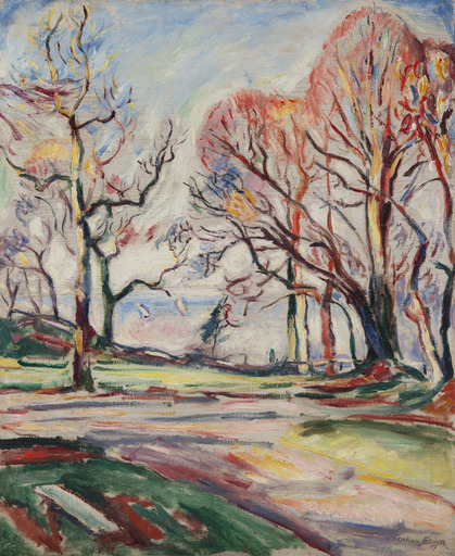 Emile Othon FRIESZ - Painting - Paysage avec arbres - La côte de Grâce