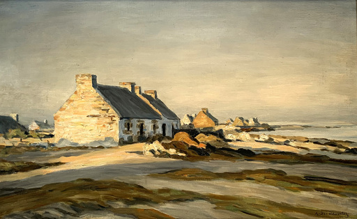 André DAUCHEZ - Gemälde - Maisons sur la côte de la Palue