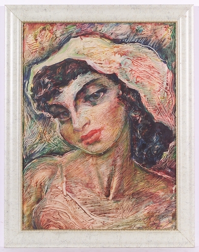 Josef ADAMICEK - Peinture - "Portrait of a Woman" by Josef Adamicek,ca 1960 