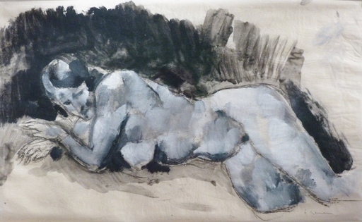 Heinrich NAUEN - Drawing-Watercolor - Liegender weiblicher Akt