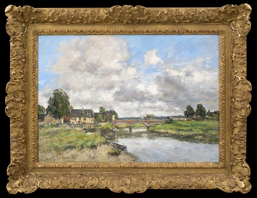 Eugène BOUDIN - Painting - Pont sur La Touques