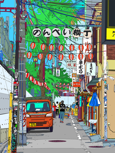 Marco SANTANIELLO - 绘画 - Tokyo Alley