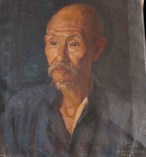 László TATZ - Painting - Portrait d’un Shanghaïen. 