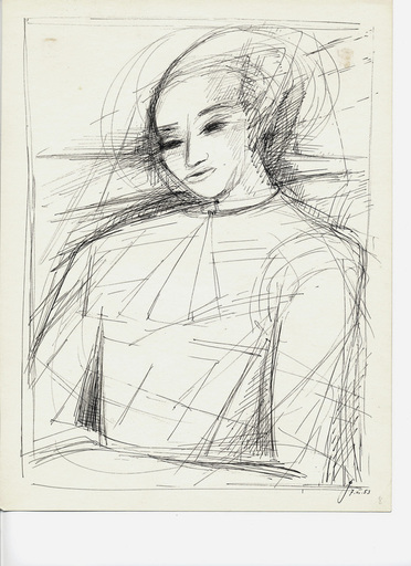 Hermann Henry GOWA - Disegno Acquarello - Portrait femme