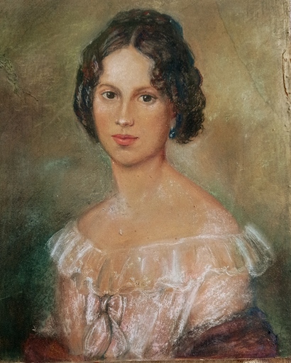 Charlotte VON LENBACH - Disegno Acquarello - Portrait de jeune femme.