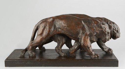 Albéric COLLIN - 雕塑 - Deux lionnes marchant