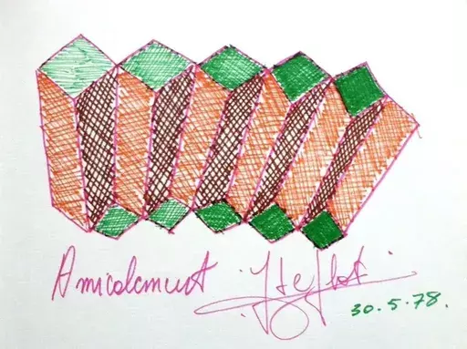 José LEFLOT - Zeichnung Aquarell - Géométrie en accordéon