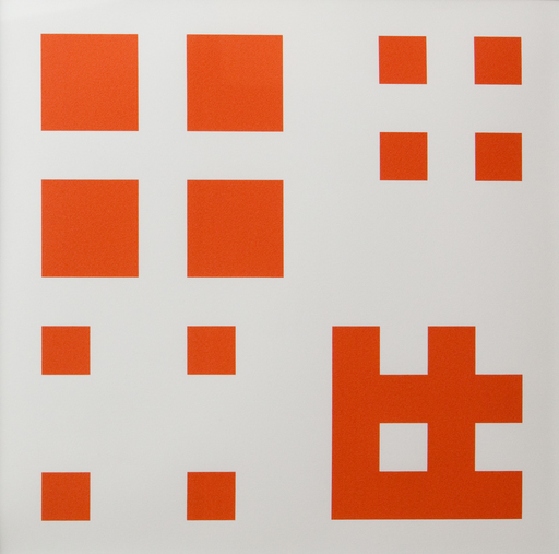 Aurelie NEMOURS - 版画 - carré d’angle orange IV 