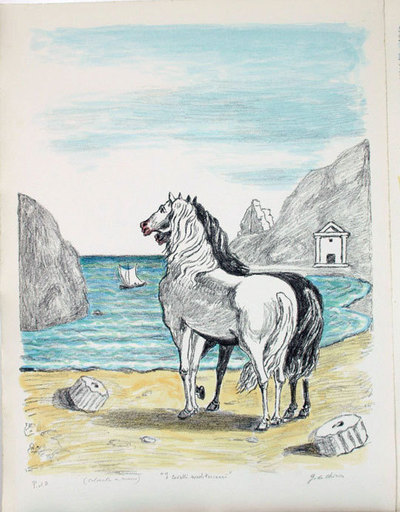 乔治•德•基里科 - 版画 - I cavalli in riva al tirreno, 1970