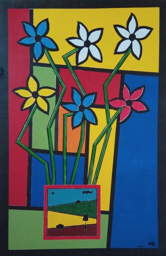 Harry BARTLETT FENNEY - Painting - colorfull flower pot