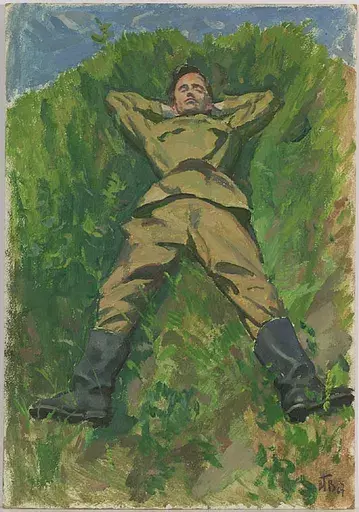 ウラジーミル・グリゴーリエヴィッチ・ウラーソフ - 绘画 - "Sleeping Soldier" by Vladimir Vlasov 