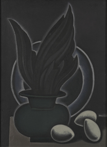 Dimitri Mikhailovich KRASNOPEVTSEV - Gemälde - Bird wing in a vase and three eggs