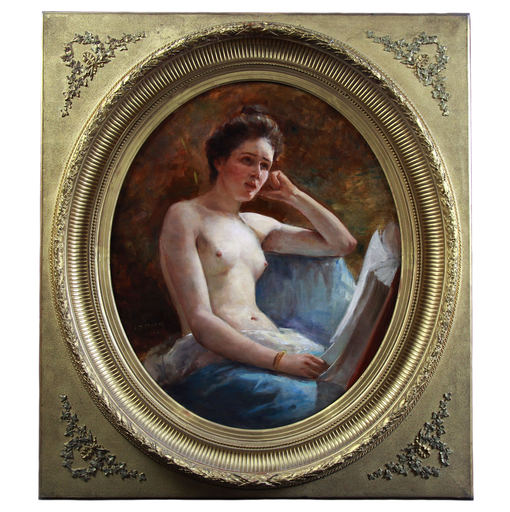 Alphonse Jules DEBAENE - Gemälde - Nu au livre 