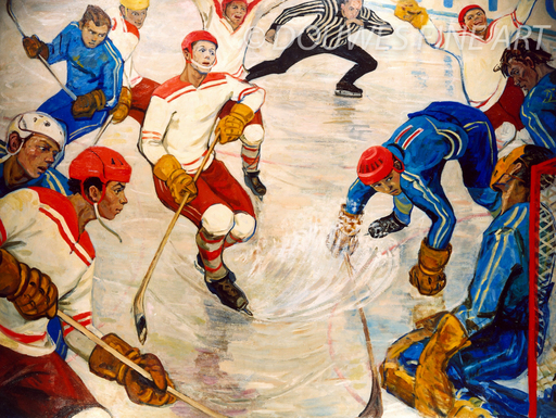 Evgeni Ivanovich SAMSONOV - Painting - Russian Hockey