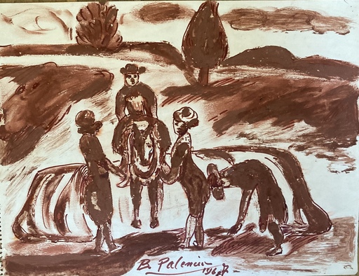 Benjamín PALENCIA PEREZ - Disegno Acquarello - “ A caballo”