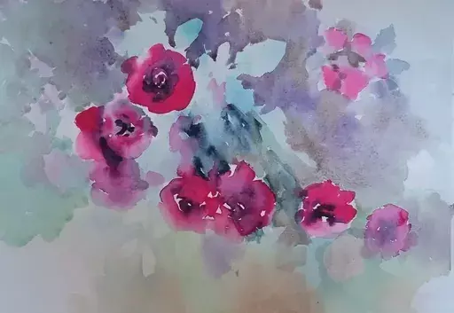 Galina VINDALOVSKAIA - Dessin-Aquarelle - Whispers of Bloom Foggy oMorning