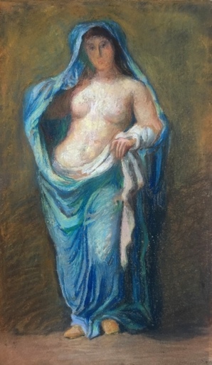 John LA FARGE - Drawing-Watercolor - « Half nude Antique Lady » Circa 1882-83 