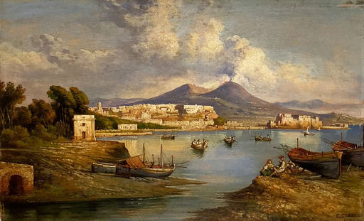 Consalvo CARELLI - Gemälde - Fishing in the golf of Naples