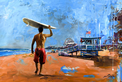 Rémi BERTOCHE - Painting - USA Surf Beach