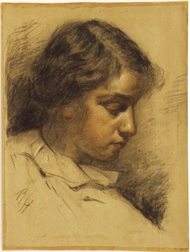 Robert HEINRICH - Dibujo Acuarela - "Portrait of the Artist's Daughter", ca.1910