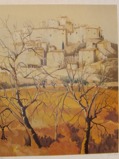 Guy SÉRADOUR - Grabado - Village de Provence,1985