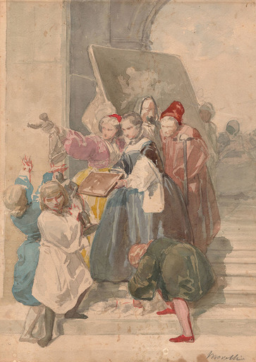 Domenico MORELLI - Dibujo Acuarela - THE CONFISCATION OF THE PAINTINGS BY SAINT LAZZARO THE ICONO