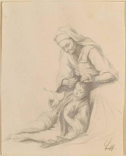 Georg Willy STIEBORSKY - Disegno Acquarello - "Grandmother with Grandson", Drawing