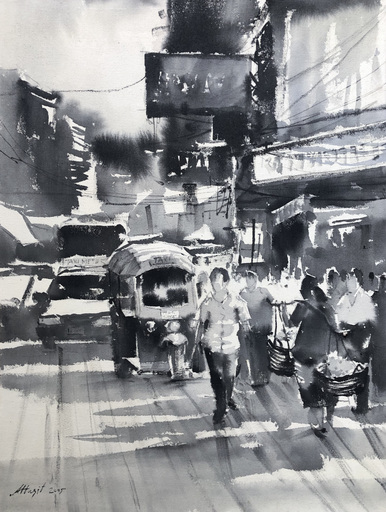 Attasit POKPONG - Painting - Bangkok streets III