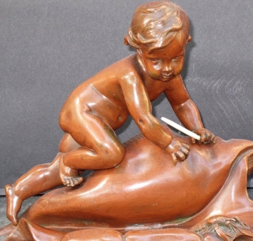 Eugène LAURENT - Skulptur Volumen - amour sur un coquillage