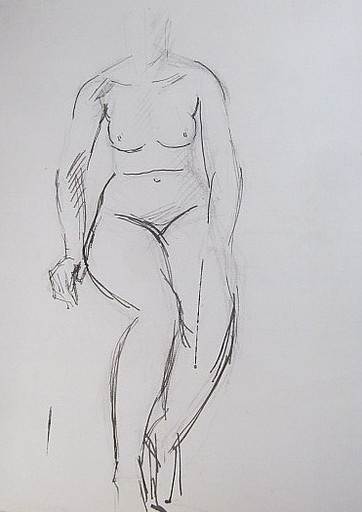 Erich HARTMANN - Disegno Acquarello - #19666: Frauentorso. 