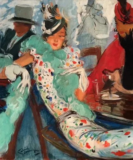 Jean Gabriel DOMERGUE - Gemälde - Au bar des Ambassadeurs à Deauville